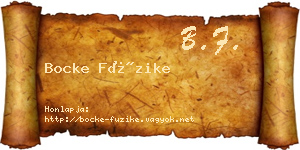 Bocke Füzike névjegykártya